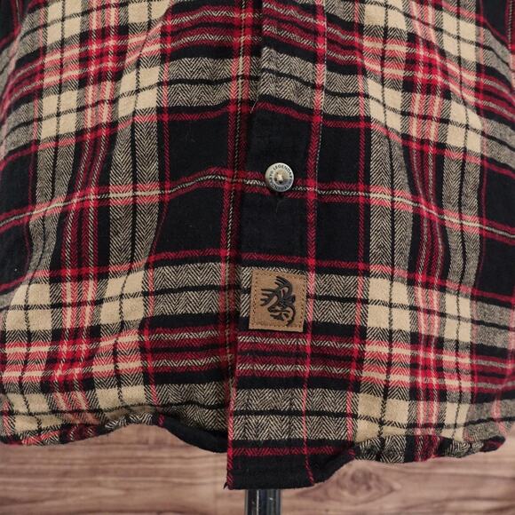 Legendary Whitetails Buck Camp Shirt Mens Medium Red Black Plaid Flannel Cotton - Picture 4 of 9